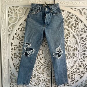 AGOLDE FEN High Rise Straight Leg Jeans Distressed Vintage Wash Size 24